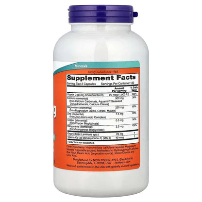 NOW Foods, Cal-Mag Caps with Vitamins D and K, 240 Capsules