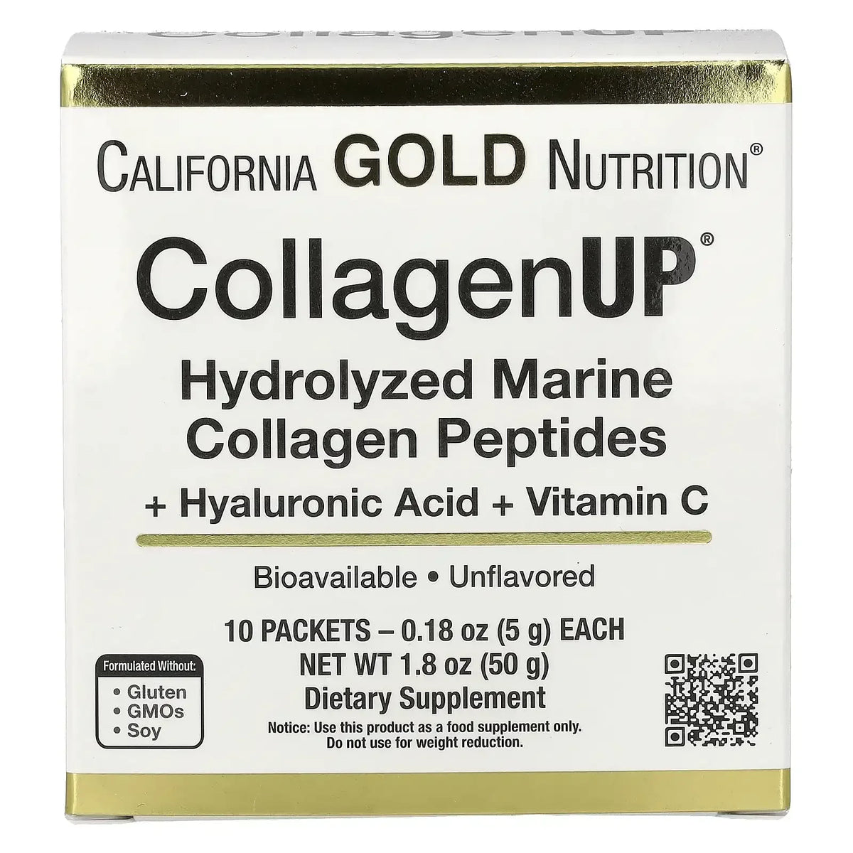 California Gold Nutrition CollagenUP®, Hydrolyzed Marine Collagen Peptides with Hyaluronic Acid and Vitamin C, Unflavored, 7.26 oz (206 g)