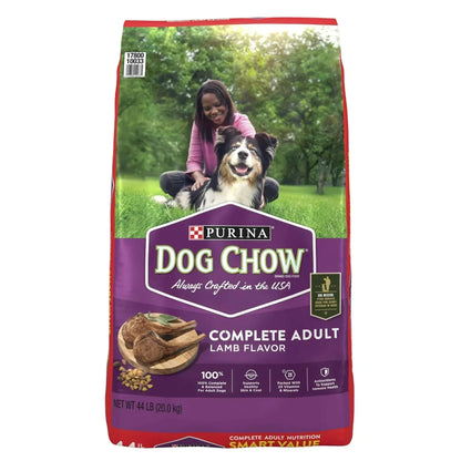 Purina Dog Chow Complete Dry Dog Food for Adult Dogs High Protein, Lamb