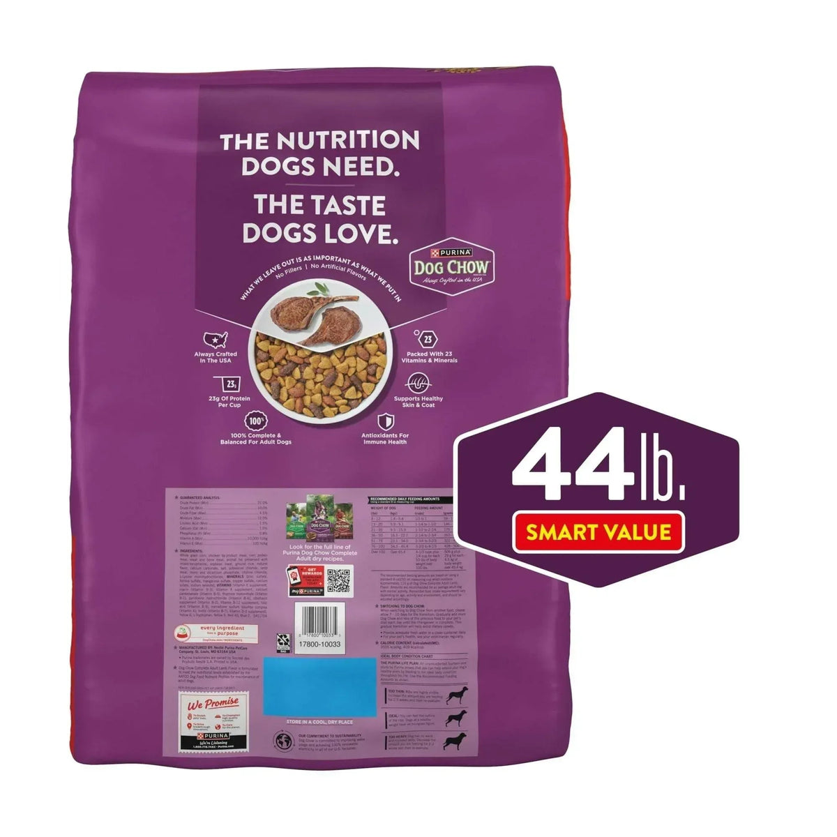 Purina Dog Chow Complete Dry Dog Food for Adult Dogs High Protein, Lamb