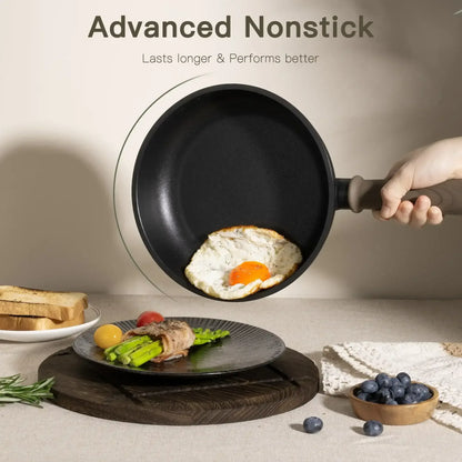 Astercook 18-Piece Pots and Pans Set, Black Titanium Induction Nonstick Cookware Set, Oven Safe to 480°F, Induction Compatible & Dishwasher Safe, Kitchen Cooking Set for RV Trips, Camping and Picnic