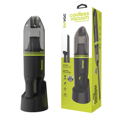 IonVac Handvac Handheld Cordless Vacuum, Pet-Friendly Multi-Surface Lightweight Vacuum Cleaner with USB Charging, Model #7441, Green