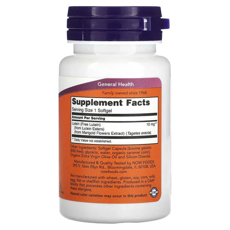 NOW Foods, Lutein, 10 mg, Softgels