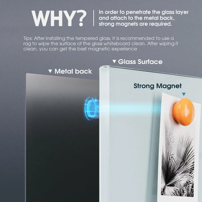 MaxGear 36" x 24" Magnetic Glass Whiteboard, Tempered Glass Dry Erase Board with Markers & Eraser for Office Home
