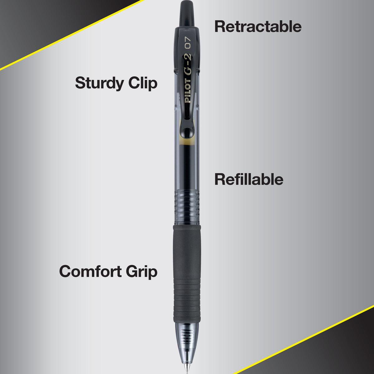 Pilot G2 Retractable Gel Ink Pens, Fine Point, 0.7mm. Black Ink, 5 Pack