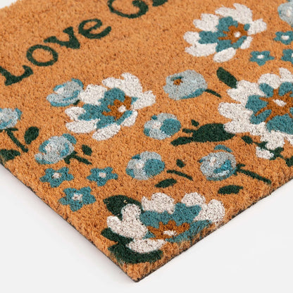 Home Decor Collection Blue Floral Loves Grows Here Outdoor Doormat, 18"x30"