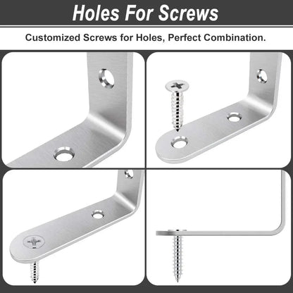 20-Pack Stainless Steel L Shape Brackets, 2" x 2" Corner Brace, Heavy Duty L Brackets for Shelves, Wood and Furniture, Right Angle Brackets with Enough Screws & Anchors