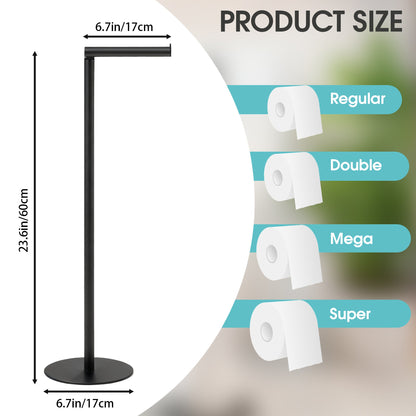 Toilet Paper Holder Stand, Free Standing Toilet Paper Roll Holder for 5 Spare Rolls, Modern Bathroom Toilet Paper Stand, Black