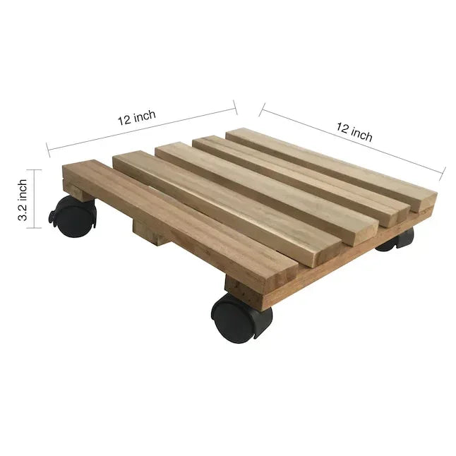 Style Selections 12-in L x 12-in D x 3.2-in H Brown Plant Caddy