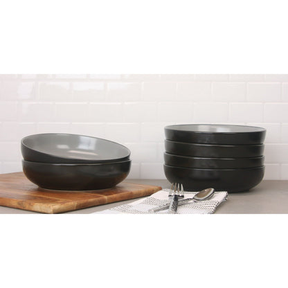 10 Strawberry Street Two Tone Coupe 8.5”/36 Oz. Dinner Bowl Set Of 6, Black/Gray