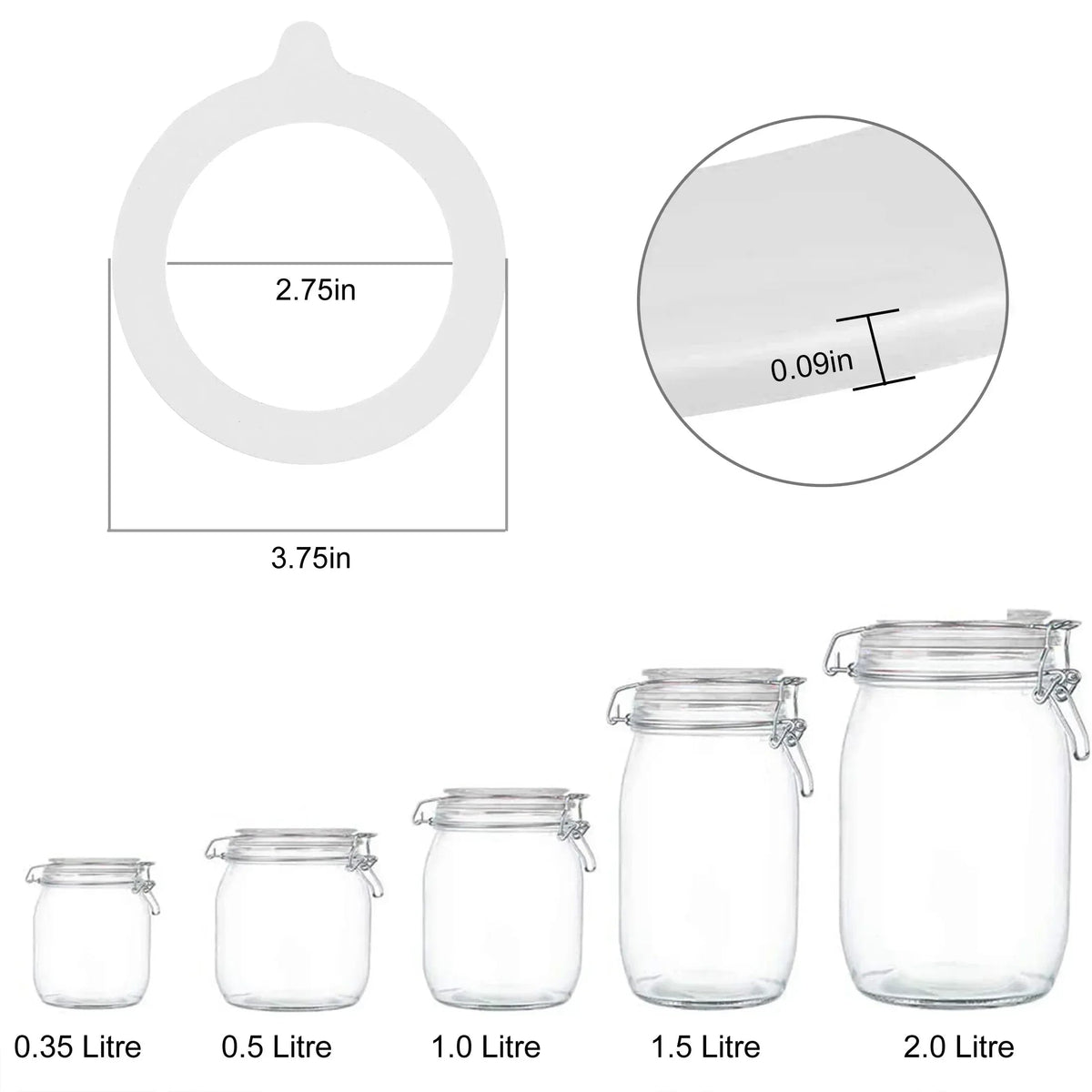 12pcs Silicone Sealing Rings Gaskets for Mason Jar, EEEkit Silicone Seal Rings, Airtight Rubber Seals Rings, Silicone Replacement Gasket for Regular Mouth Canning Jars Lids