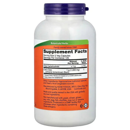 NOW Foods, Cat's Claw, 500 mg, Veg Capsules