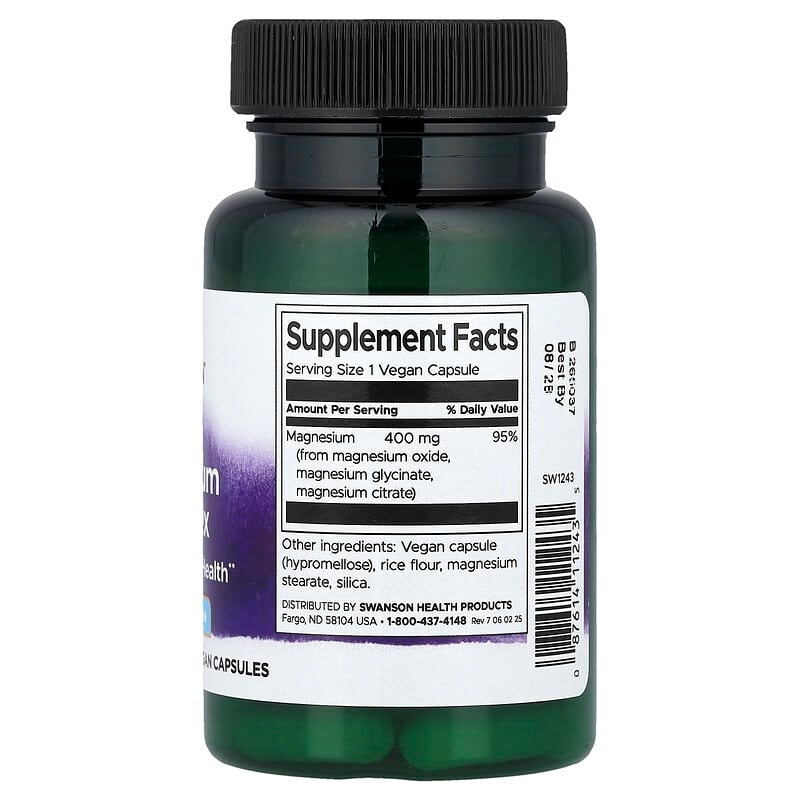 Swanson, Triple Magnesium Complex, 400 mg, Vegan Capsules