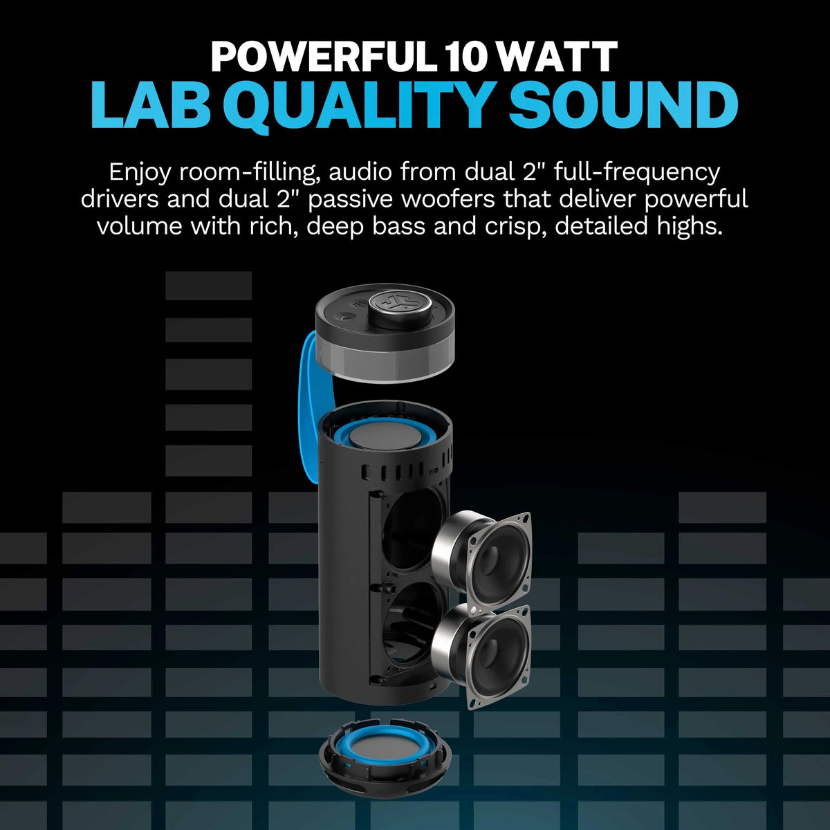 JLab GO Party Speaker - Black; Bluetooth Portable Speaker with RGB Lighting, 10W