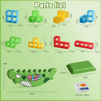 PBALPADL Dinosaur Balance Stacking Blocks by Lktvy. 48PCS Educational STEM Toy for Kids Ages 3+, Safe ABS Construction, Fun Family Game for Focus & Fine Motor Skills