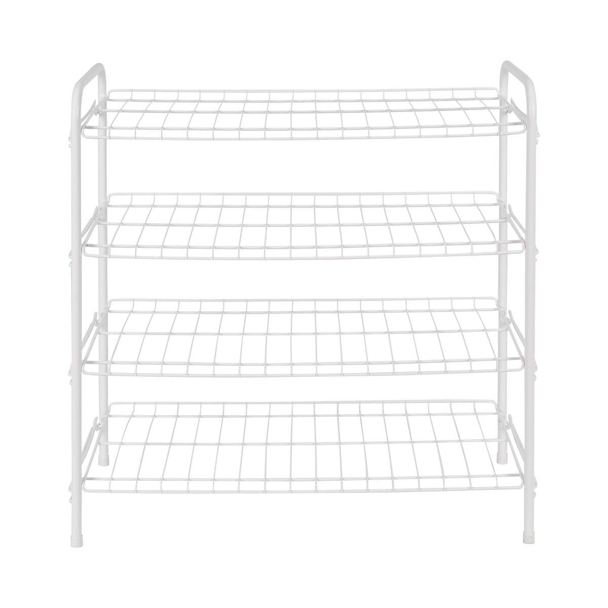Mainstays Steel Wire Shoe Organizer, 4-Tiers, 12 Shoe Pair Capacity, Durable Shoe Rack, White