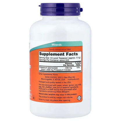 NOW Foods, Potassium Citrate, Pure Powder, 12 oz (340 g)