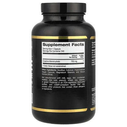 California Gold Nutrition, Sport, Creatine Monohydrate, 750 mg, 240 Veggie Capsules