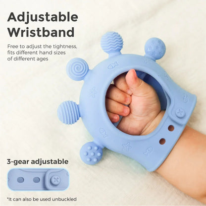 Momcozy Silicone Baby Teether Diver Blue, Teething Relief Toys for Infant 0-12 Months, 1 Count