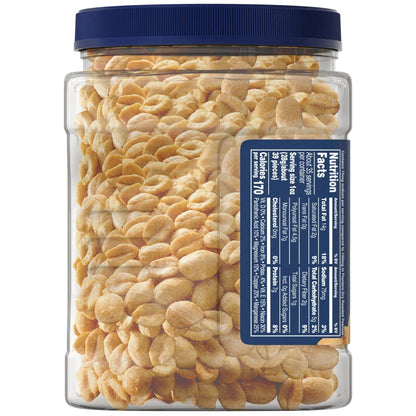PLANTERS Lightly Salted Dry Roasted Peanuts, Party Snacks, Plant Based Protein, 2.16 lb Canister