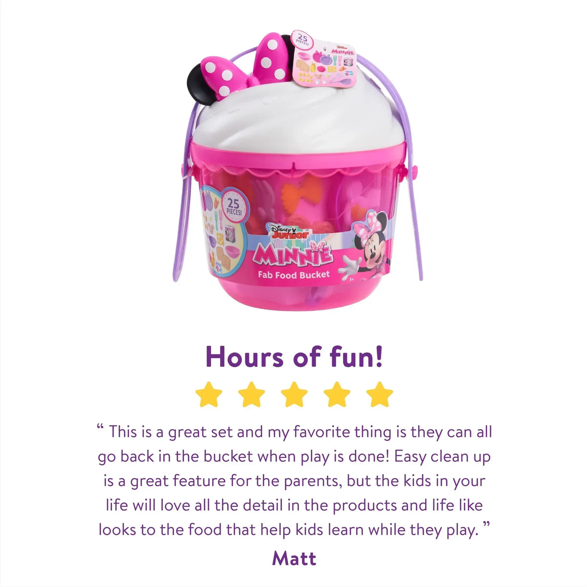Disney Junior Minnie Mouse Fab Food Bucket, 25-Pieces, Pretend Kitchen Playset Baby and Toddler Toys