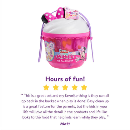 Disney Junior Minnie Mouse Fab Food Bucket, 25-Pieces, Pretend Kitchen Playset Baby and Toddler Toys