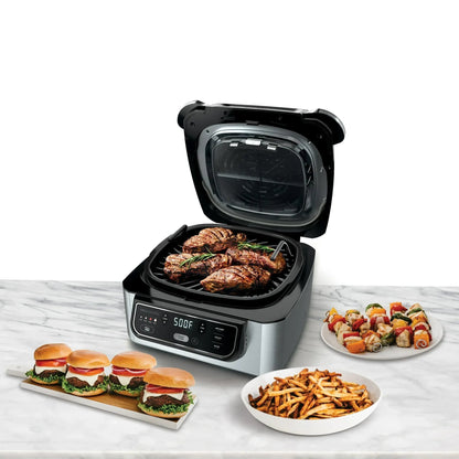 Ninja Foodi 4 Qt Electric Indoor Grill w/ 4 Functions, Air Fry, Cyclonic Grilling Technology, Ceramic Coated, AG300 Black