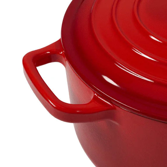 Carote 4.5QT Enamel Cast Iron Dutch Oven, 9.5 Inch Round Soup Pot with Lid, Induction Compatible,Red