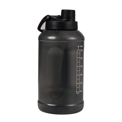 Mainstays 64 Fluid Ounces Water Bottle, Translucent Black, with Straw/ Chug 2 in 1 Lid, Light Weight, Reusable, Plastic