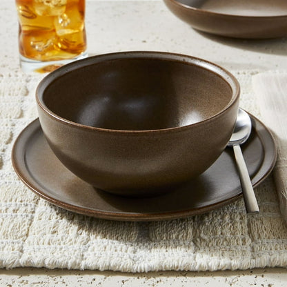Better Homes & Gardens Banks Brown 12-Piece Stoneware Dinnerware Set, Service for 4