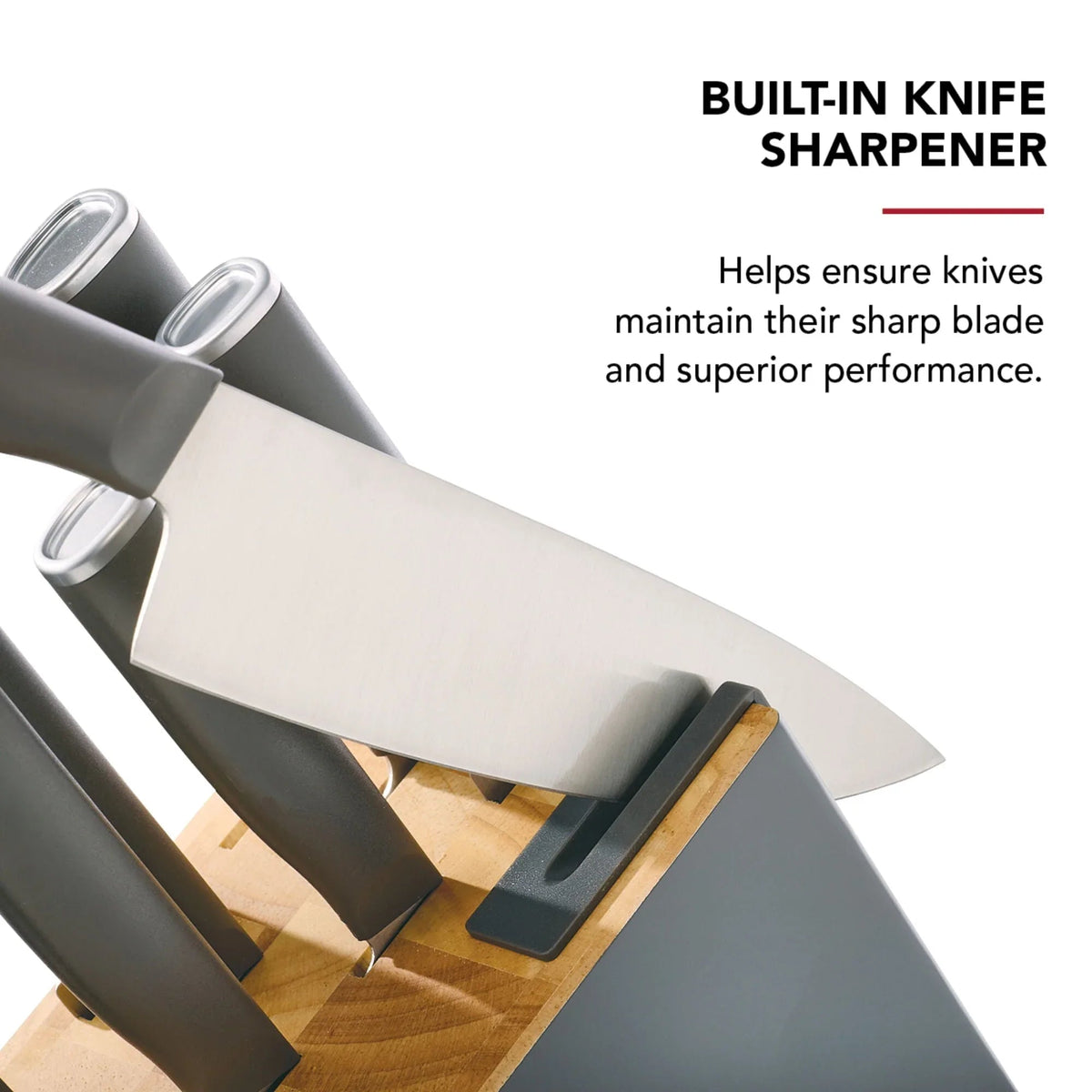 KitchenAid Classic 12-Piece Japanese Steel Knife Block Set with Built-in Knife Sharpener, Charcoal Gray