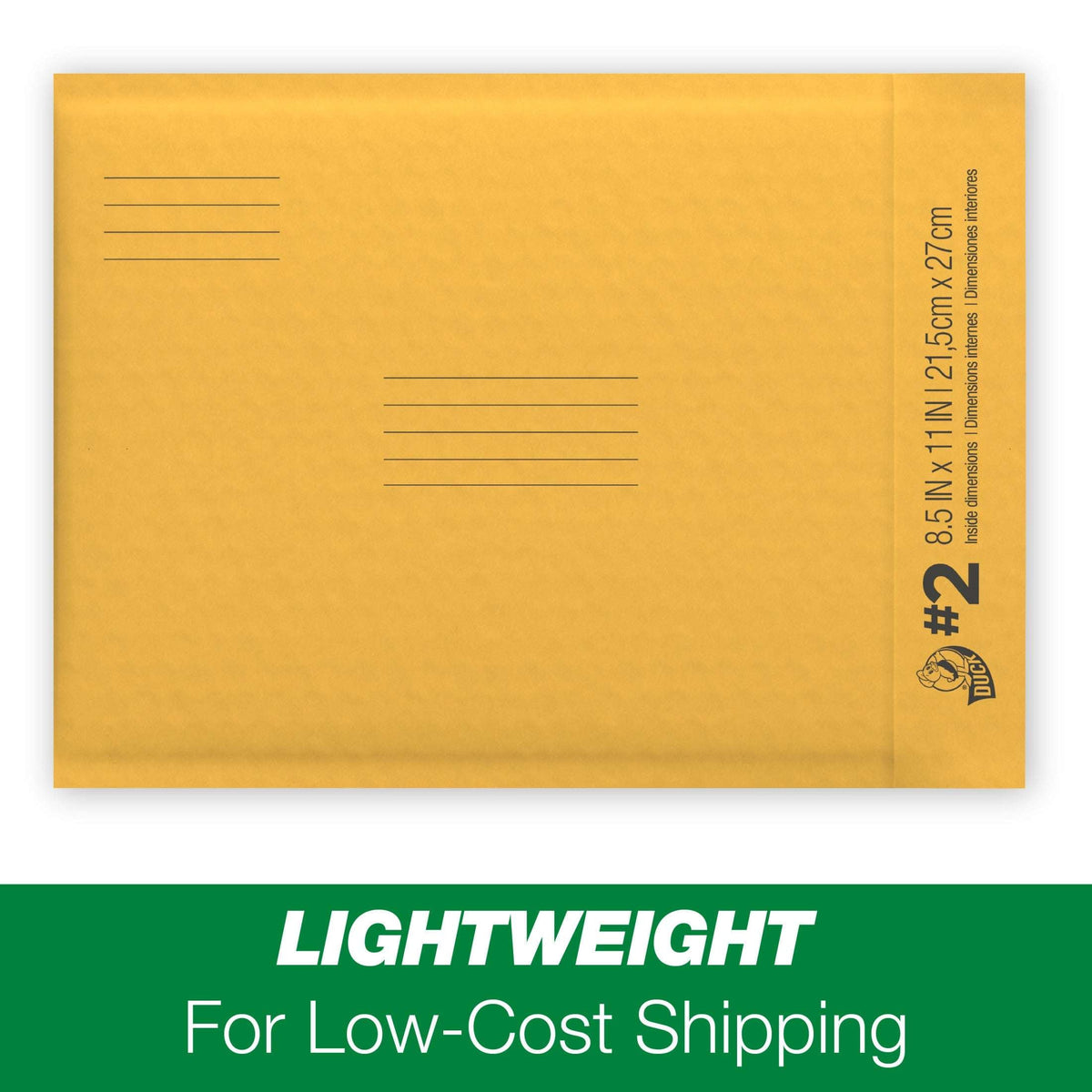 Duck Self-Seal Kraft Bubble Mailer #2, 8.5" x 11", Solid Print, 12 Pack