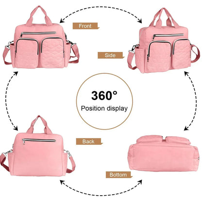Diaper Bag Tote,AILKIN Baby Diaper Bag with 3 Insulated Pockets Adjustable Shoulder Strap Dry & Wet Compartment Large Capacity Bag Maternity Mommy Travel Diaper Bag for Boys Girls,Women(Pink)