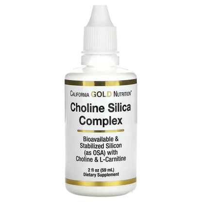 California Gold Nutrition, Choline Silica Complex, Bioavailable & Stabilized Silicon with Choline & L-Carnitine, 1 fl oz (30 ml)
