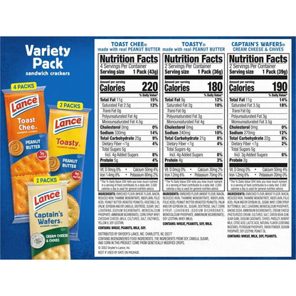 Sandwich Crackers, Variety Pack, 3 Flavors, 8 Individually Wrapped Packs, 6 Sandwiches Each