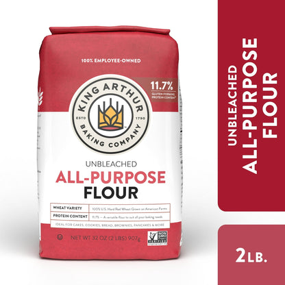 King Arthur Baking Company Non-GMO Project Verified, Certified Kosher Unbleached All Purpose Flour, 5 lb Bag
