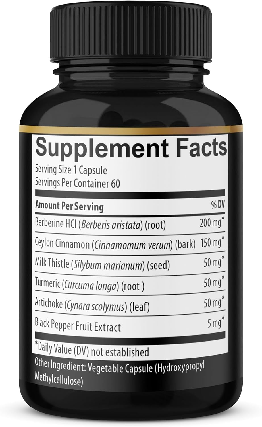 Berberine with Ceylon Cinnamon, Turmeric, Milk Thistle, Artichoke, Black Pepper - 150 Count - Pack of 1