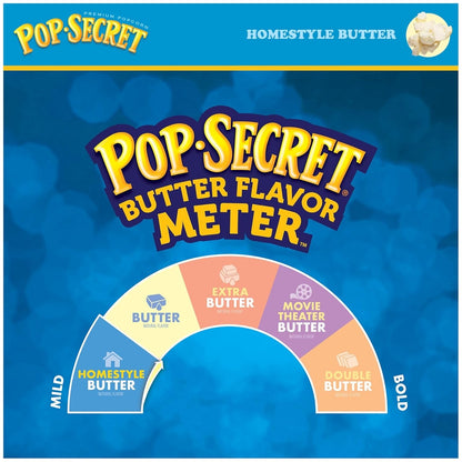 Pop Secret Popcorn, Homestyle Butter Microwave Popcorn, 3 Ounce (Pack of 18)