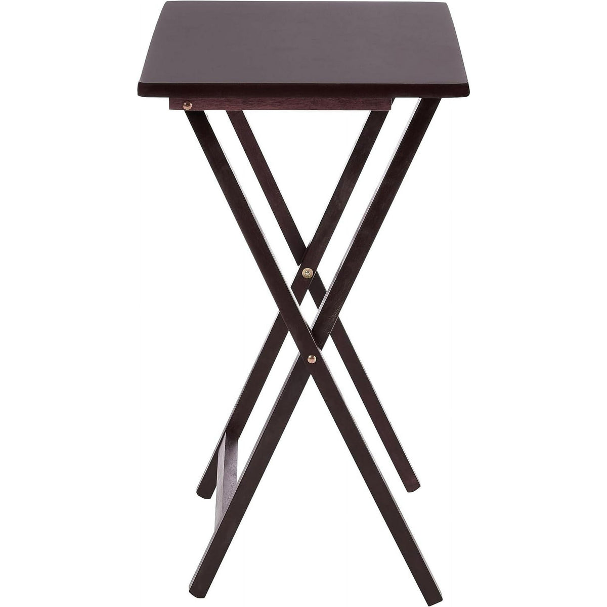 Mainstays Modern Indoor Folding Tray Table Set of 2, Walnut Finish, Solid Rubberwood, 19 x 14.5 x 26 Inches