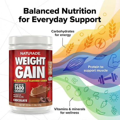 Naturade Weight Gain Nutrition Drink Mix for Healthy Weight Support, Balanced Calories with Protein, Vitamins & Minerals, Vanilla - 20.3 oz