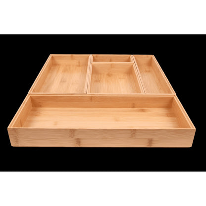 Better Homes & Gardens Bamboo Drawer Organizer 5pc Set, 17.9Wx 14.96Dx1.97H in, Natural Bamboo Color