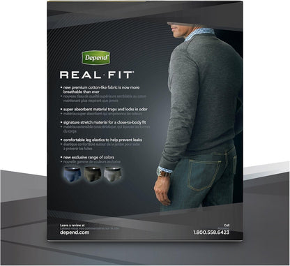 Depend Real Fit Adult Diapers, Incontinence Underwear for Men, Disposable, Maximum Absorbency, Small/Medium, Black, 56 Count (2 Packs of 28), Packaging May Vary