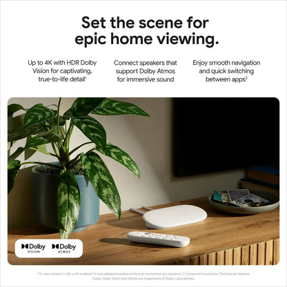 Google TV Streamer 4K - Fast Streaming Entertainment on Your TV with Voice Search Remote - Watch Movies, Shows, Live TV, and Netflix in 4K HDR - Smart Home Control - 32 GB of Storage - Haze