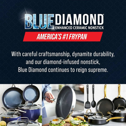 Blue Diamond Diamond Bond 2QT Hybrid Ceramic Nonstick Stainless Steel Saucepan with Lid, Induction