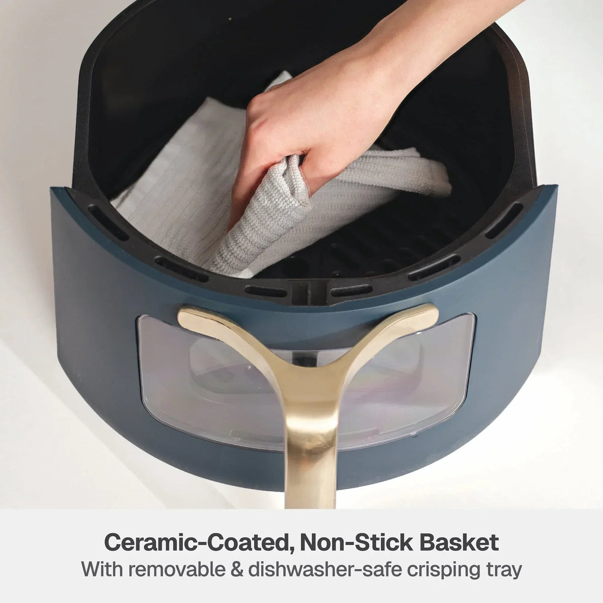 Thyme & Table 6QT Air Fryer, with ThymeCrisp™ and Ceramic-Coated Nonstick Basket, Atlantic Blue
