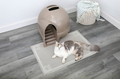 Petmate Booda Dome Clean Step Plastic Enclosed Cat Litter Box with Steps, 95 % Recycled, Titanium