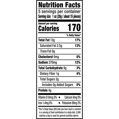 PLANTERS Cashews Salt and Vinegar, Party Snacks, Plant Based Protein, 5 oz Resealable Bag