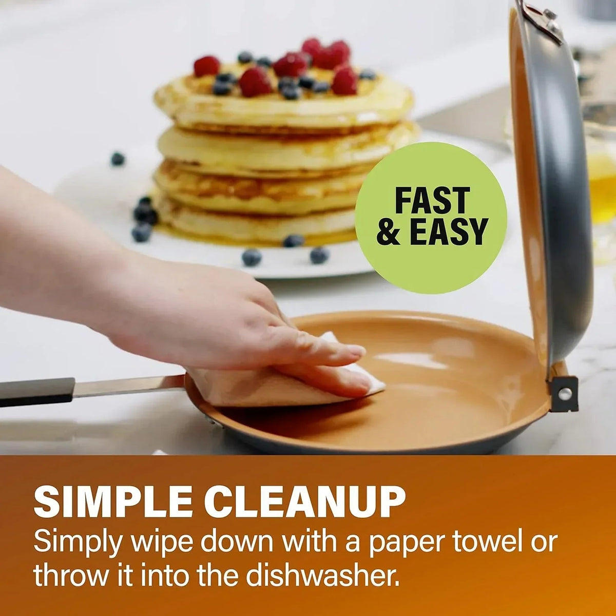 Gotham Steel Mini Pancake Maker Double Sided Pan, Ceramic Double Sided Pan Nonstick, Easy to Flip Pancake Pan, Griddle Pan for Perfect Fluffy Pancakes, Omelette Maker, Pancake Bonanza As Seen on TV