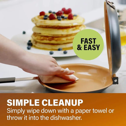 Gotham Steel Mini Pancake Maker Double Sided Pan, Ceramic Double Sided Pan Nonstick, Easy to Flip Pancake Pan, Griddle Pan for Perfect Fluffy Pancakes, Omelette Maker, Pancake Bonanza As Seen on TV