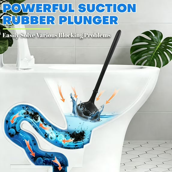 GARITIN Plunger and Toilet Brush Set with Holder, 2 in 1 Toilet Plunger and Brush Combo for Bathroom Cleaning, Black